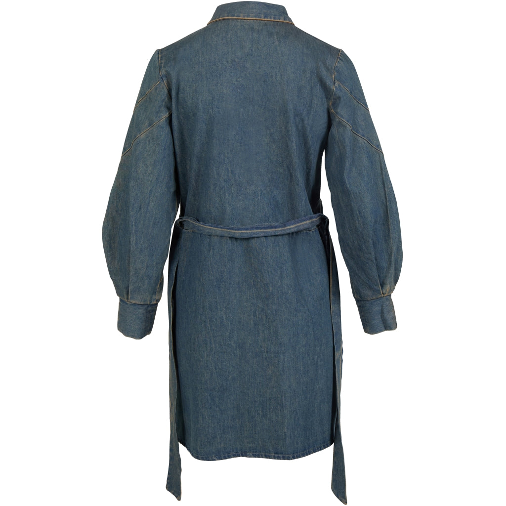 Denim-Hemdkleid / Hemd mit Bindegürtel & Puffärmeln – Klassisch & Modern - Hemd