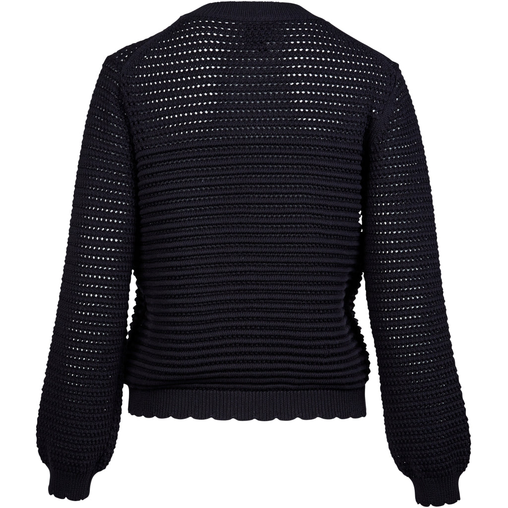 Elegante Strickjacke mit Häkelmuster und Zierknöpfen – Schwarz - Strickjacke