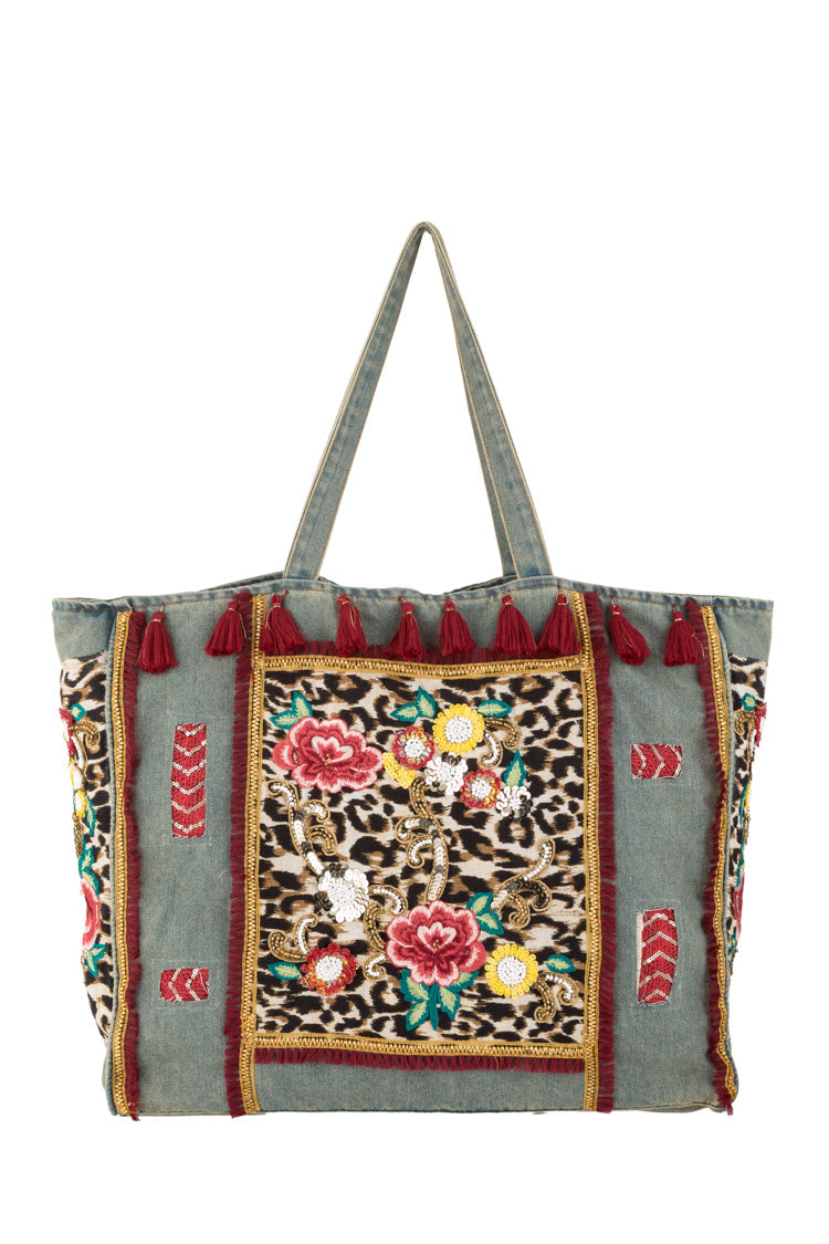 Bestickte Boho Tasche aus Denim - Taschen