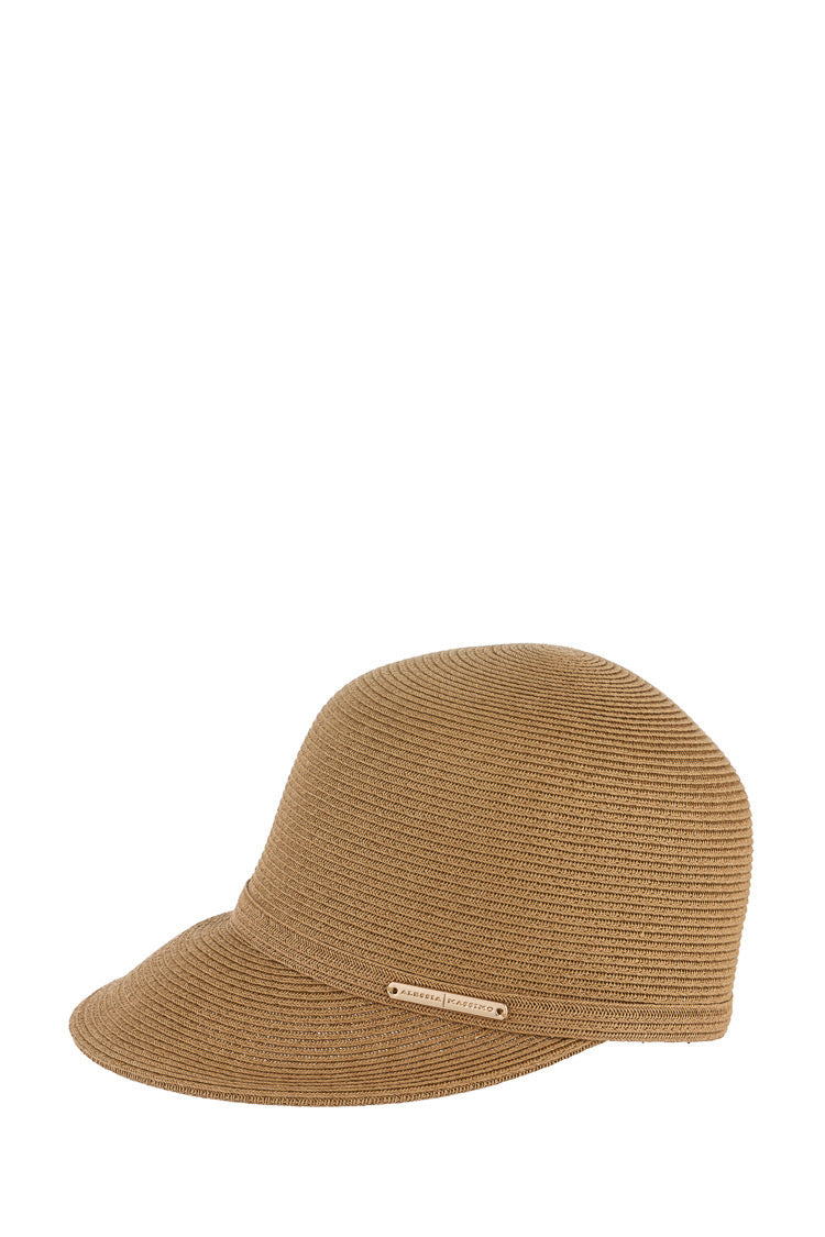 Schwarzer Kappe mit Schirm – minimalistisches Design mit goldfarbenem Logo-Detail