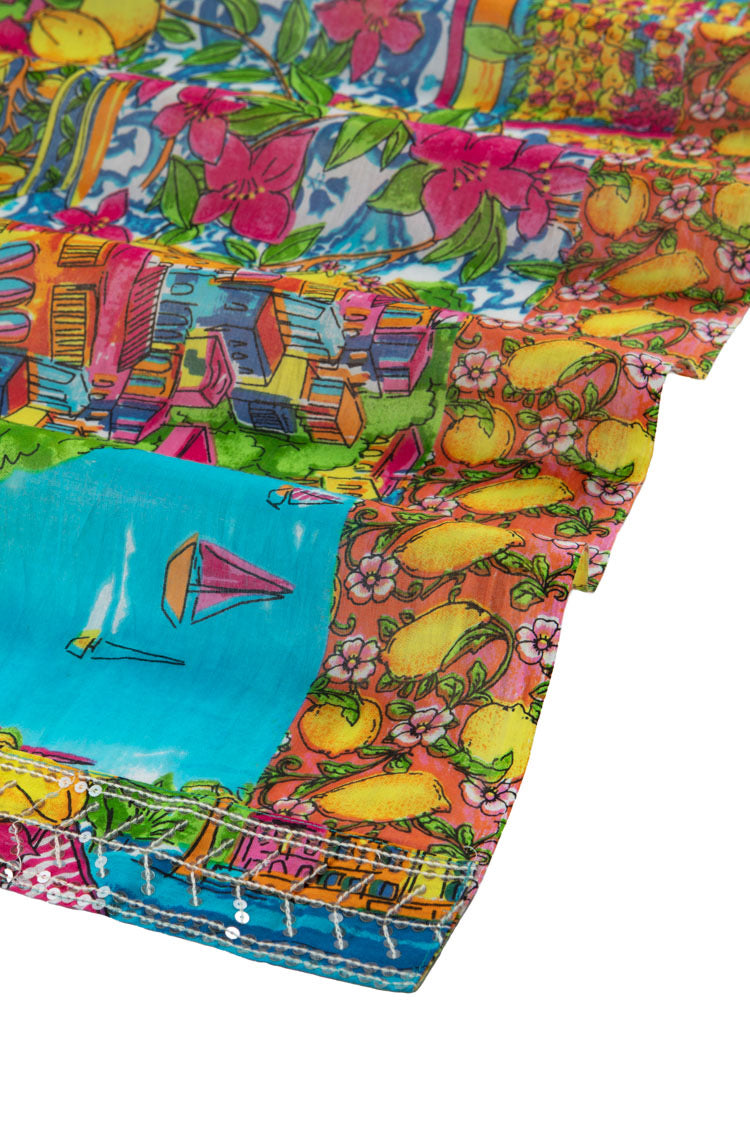 Großes Pareo Tuch mit Zitronen- und Amalfi-Print - Schal