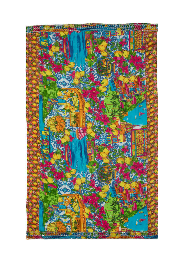Großes Pareo Tuch mit Zitronen- und Amalfi-Print - Schal