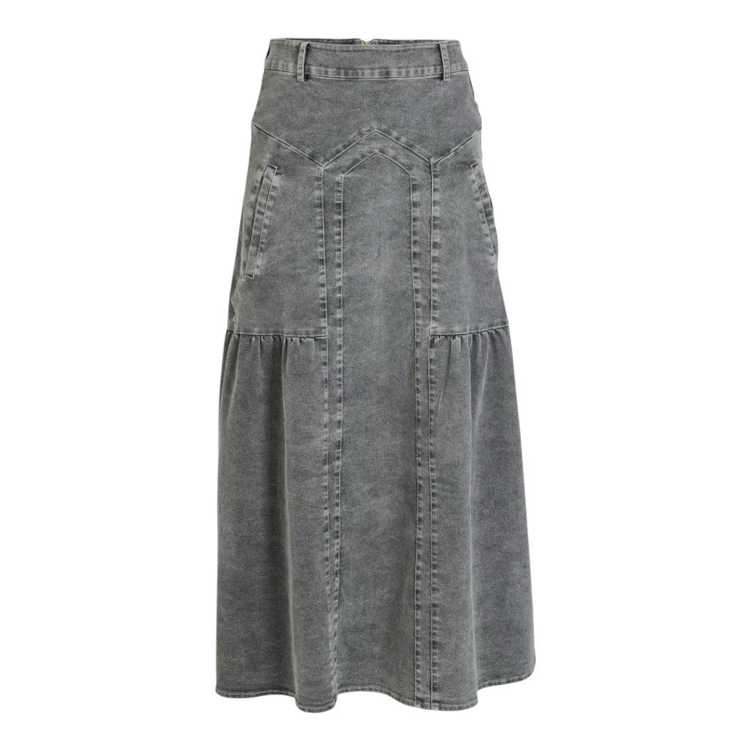 Maxirock aus Denim in Grau - Röcke