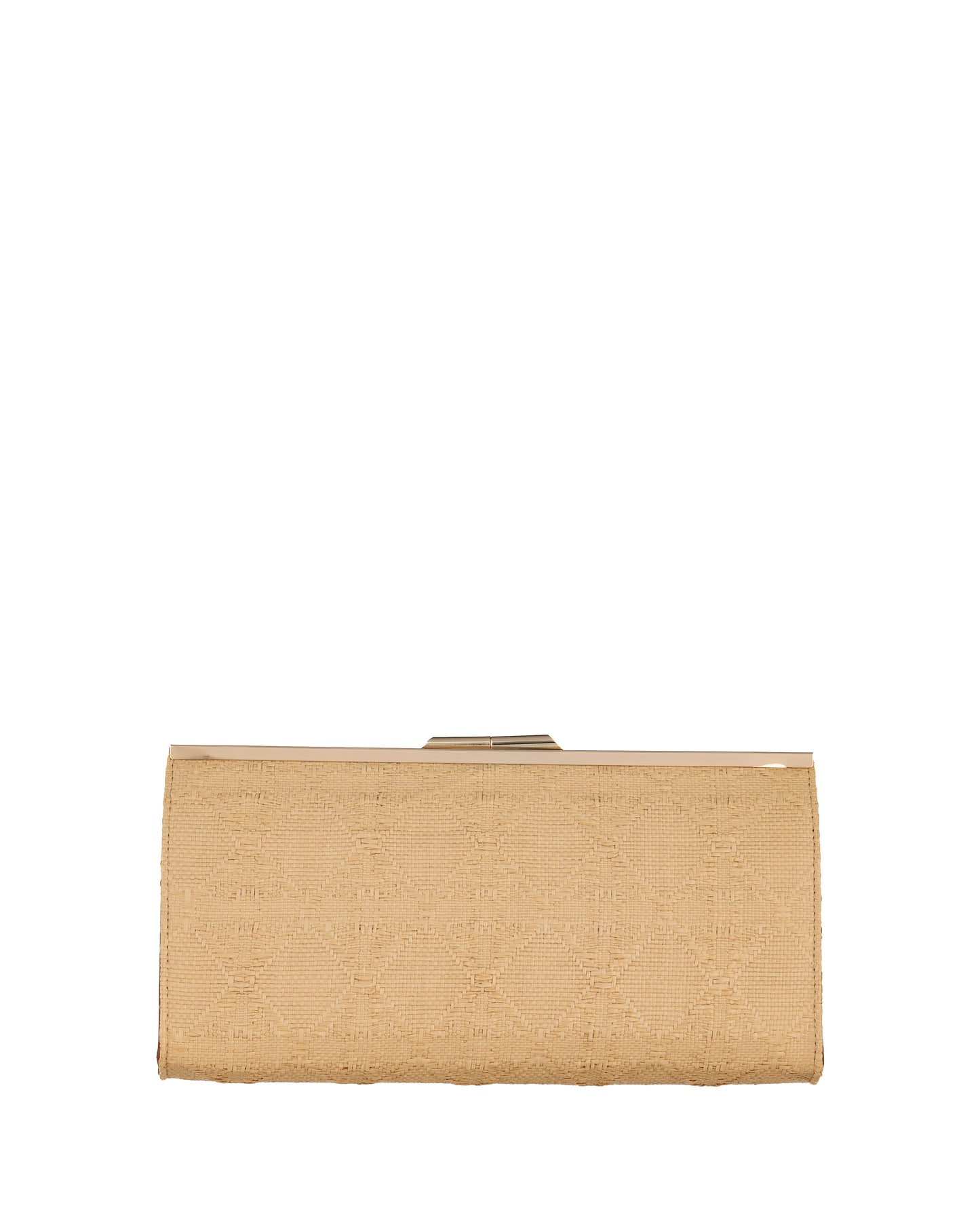 Elegante goldfarbene Clutch mit Rautenstruktur und Metallrahmen - Taschen