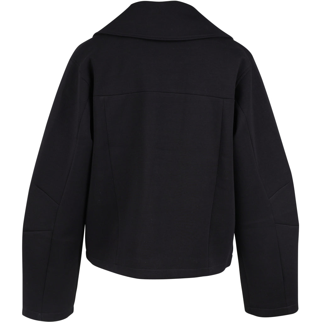 Schwarze Kurzjacke im Biker-Stil mit Reißverschlüssen & Schnallendetail - Jacke