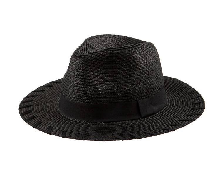 Panama Fedora Hut Schwarz – Eleganter Sommerhut aus Stroh mit Band – Strandhut & Sonnenhut