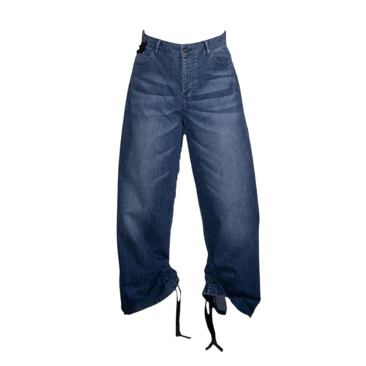 Wide Fit Jeans mit Kordelzug und Waschungseffekt – Blau Hose