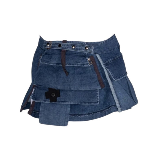 Denim Wickelrock mit Taschen und Kreuz-Detail – Urban Layer Skirt