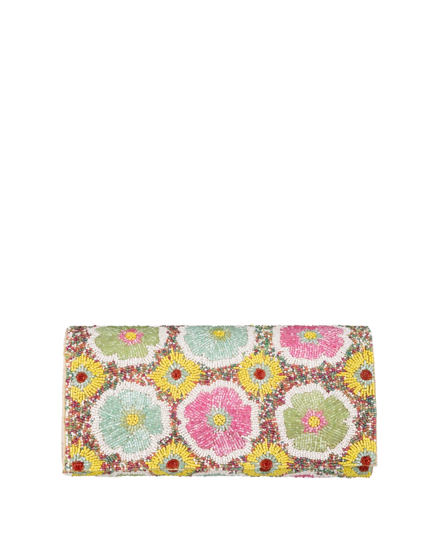Clutch mit floralem Perlenmuster in Pastellfarben - Taschen