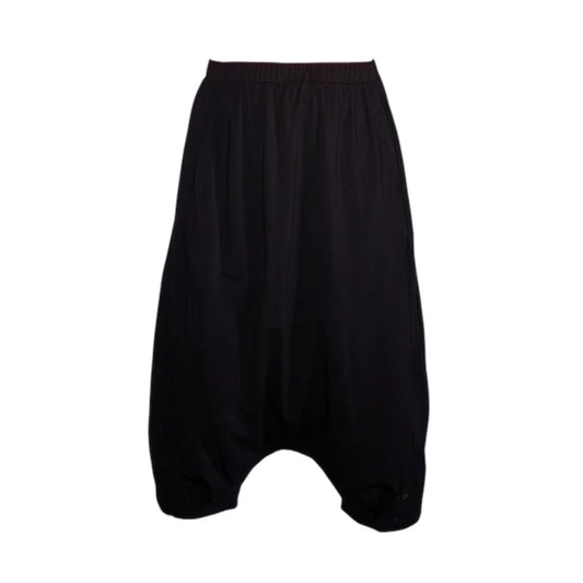 Baggy Pant mit tiefem Schritt – Schwarze Ballonhose mit elastischem Bund