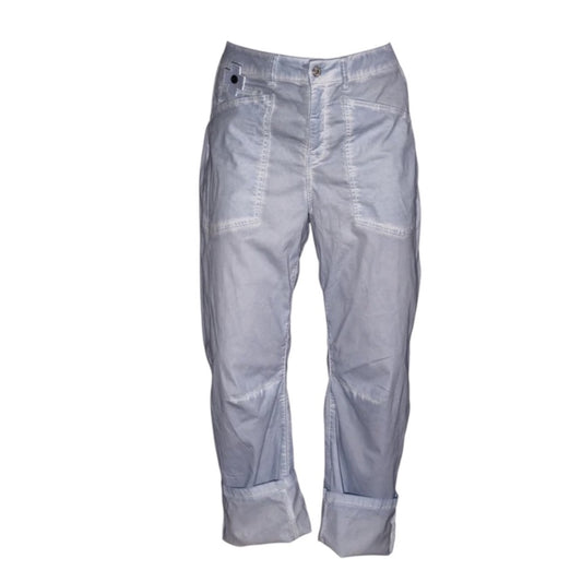 Relaxed Fit Hose mit aufgesetzten Taschen und Umschlag – Hellblaue Cotton Pants
