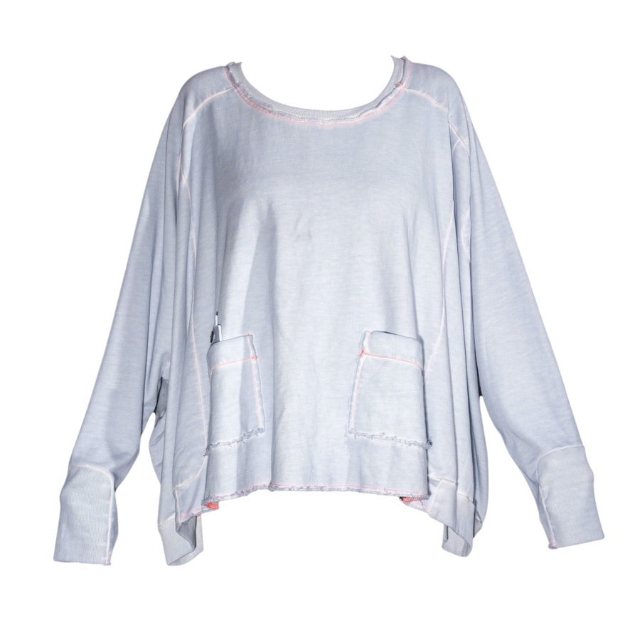 Oversized Sweatshirt mit Kontrastnähten und Taschen – Relaxed Urban Pullover - Oberteil
