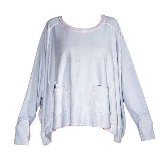 Oversized Sweatshirt mit Kontrastnähten und Taschen – Relaxed Urban Pullover - Oberteil