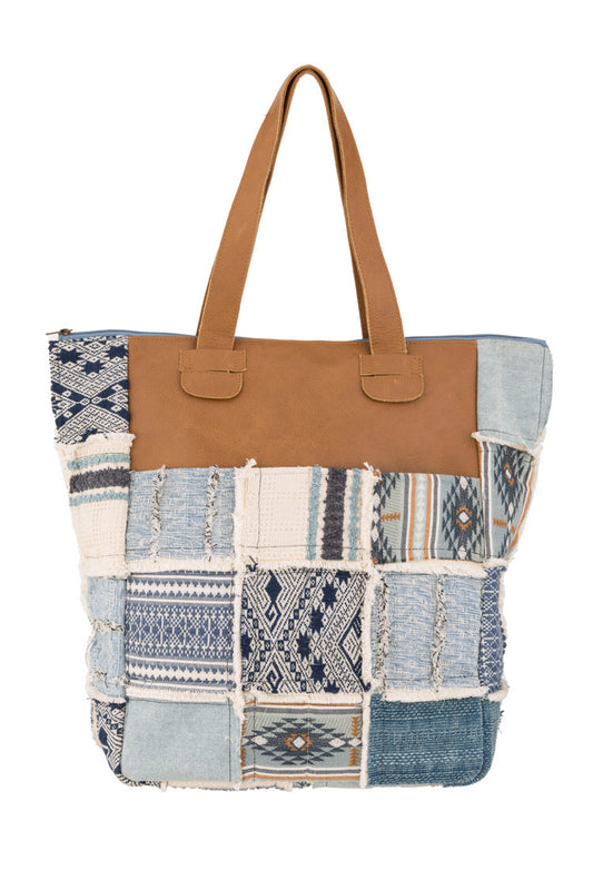 Patchwork Shopper Tasche mit Ethno- und Denim-Details - Taschen