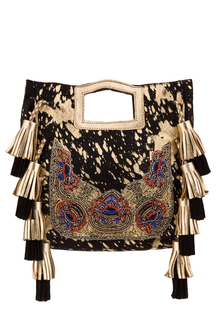 Boho-Ethno mit Fransen – Schwarz/Gold - Taschen