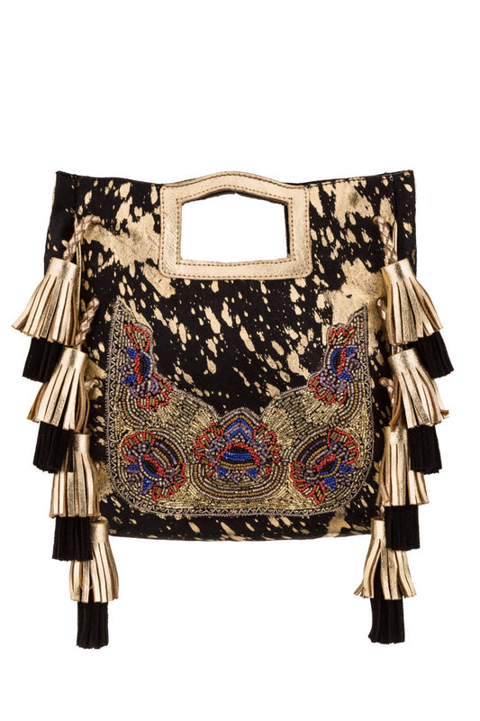 Boho-Ethno mit Fransen – Schwarz/Gold - Taschen