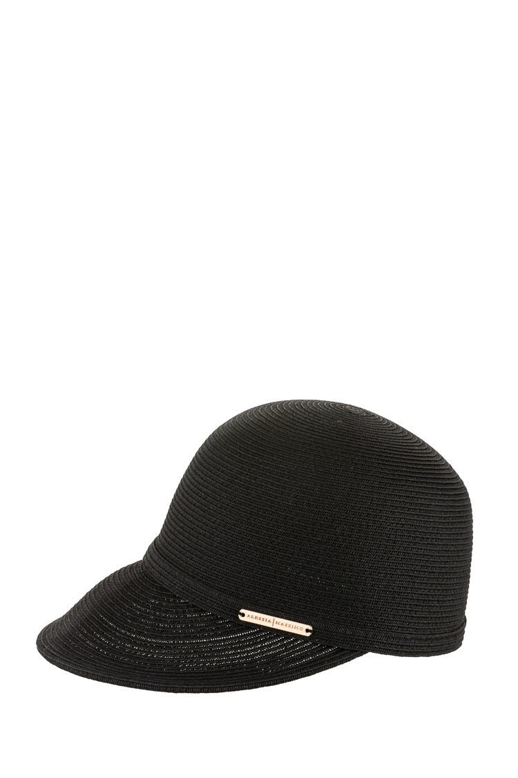 Schwarzer Kappe mit Schirm – minimalistisches Design mit goldfarbenem Logo-Detail