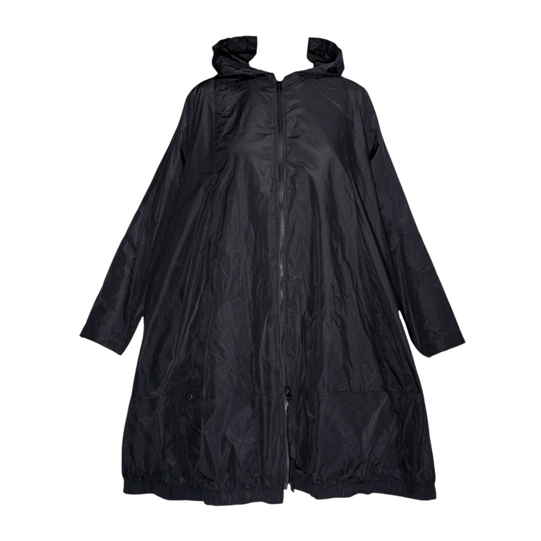 Leichter Regenmantel mit Kapuze – Faltbar & Tragbar als Tasche – Schwarz - Mantel