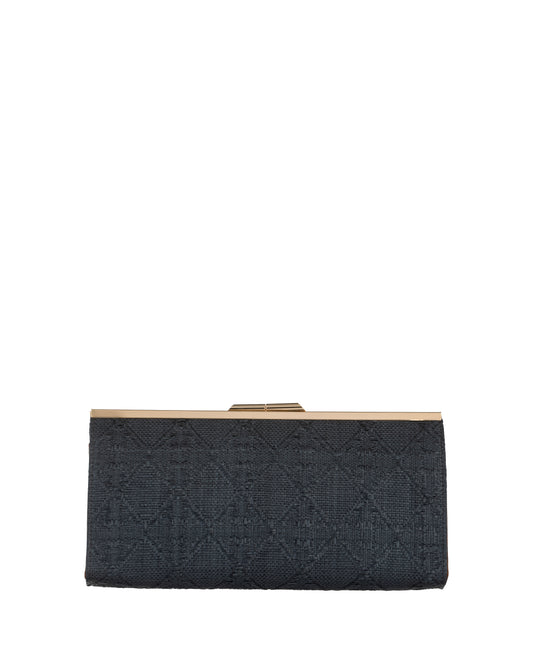 Elegante Blauen Clutch mit feinem Rautenstruktur-Muster und Metallrahmen - Taschen
