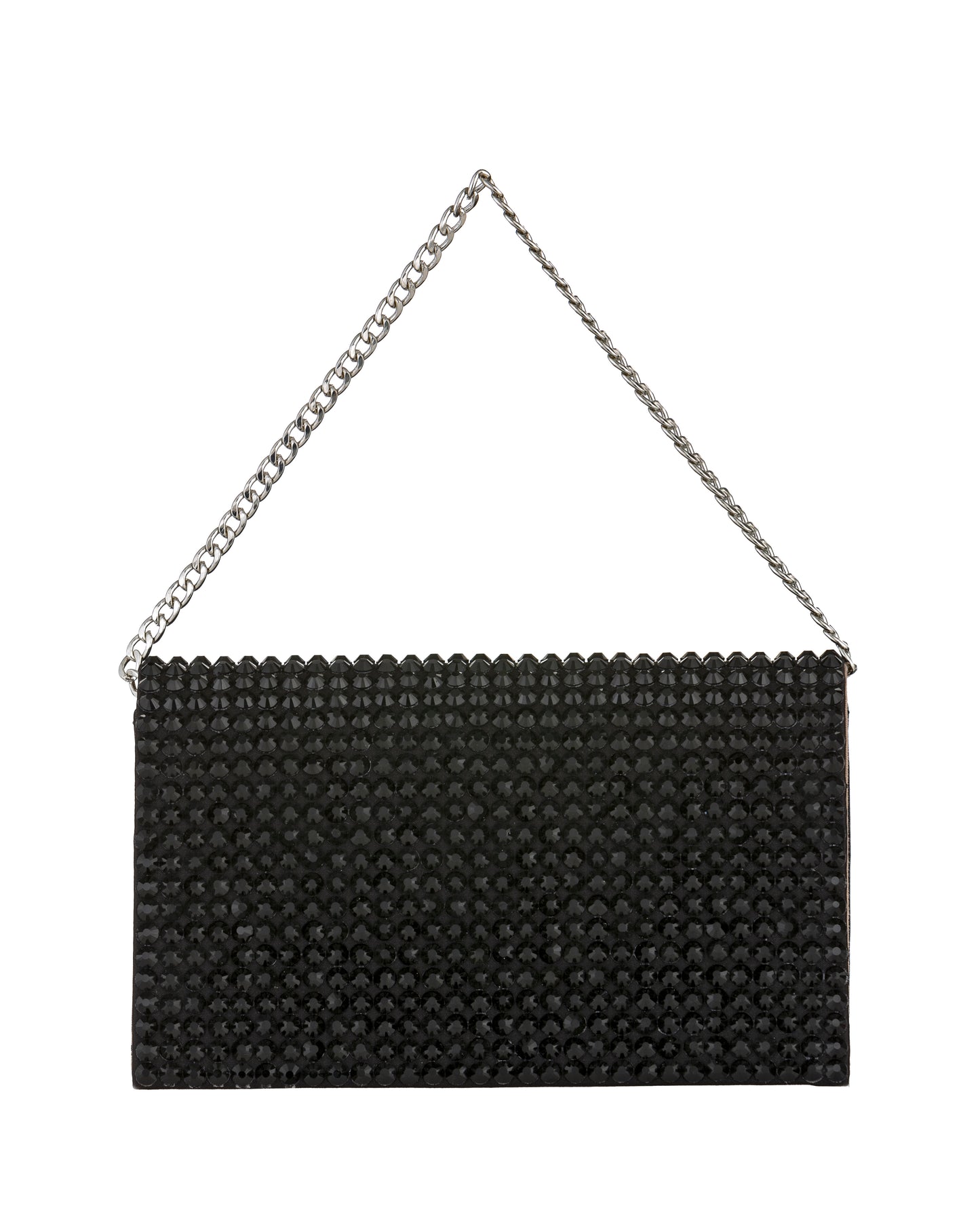 Schwarze Clutch mit funkelnder Strassverzierung und Kettenriemen - Taschen